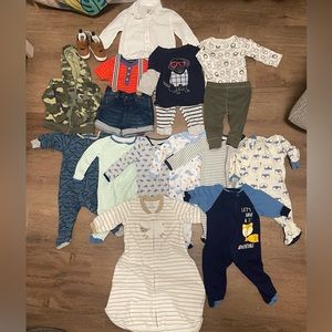 Awesome 3-6 baby boy bundle! Outfits, Sleep & plays, sleep sack & shoe